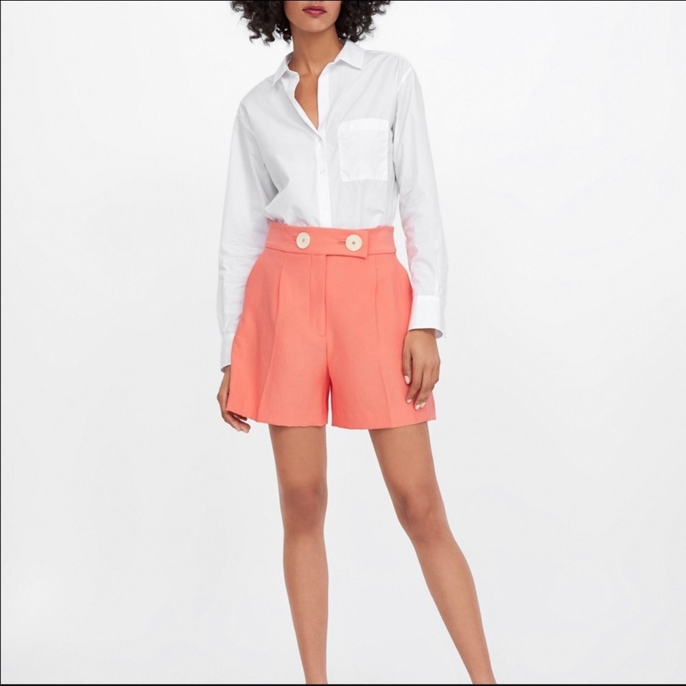 Zara Coral Tailored Shorts